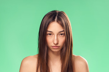 Young lady, sullenness, loose hair