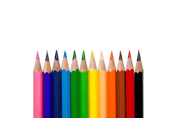 Color pencil with white background and crayon for isolate the background
