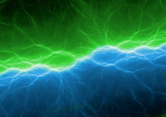Fototapeta premium Blue and green lightning, abstract electric background