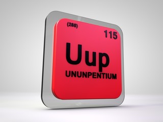 Ununpentium - Uup - chemical element periodic table 3d illustration