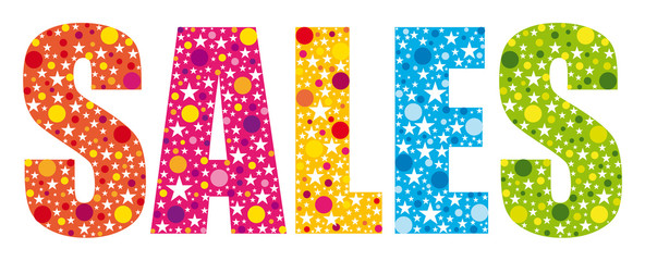 Multicolored sales word banner.