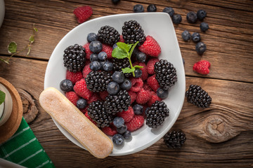 Mix of berries in a bowl.