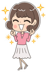 喜んでいる女性のイラスト