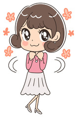 ぶりっ子な女性のイラスト