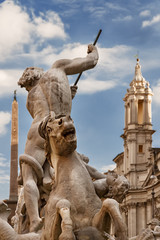 Fountain of Neptune in Piazza Navona, Rome, Italy