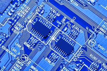 Electronic circuit board close up.