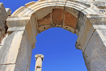 Fototapeta na wymiar Ephesus ruins. Ancient Greek city on the coast of Ionia near Selcuk. Izmir province. Turkey. Asia Minor