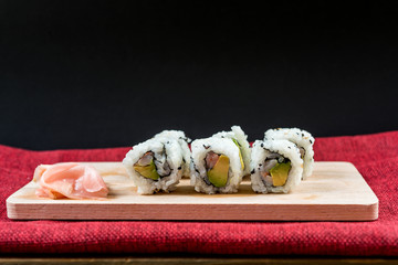 Japanese food Sushi Roll Maki of Salmon and avocado