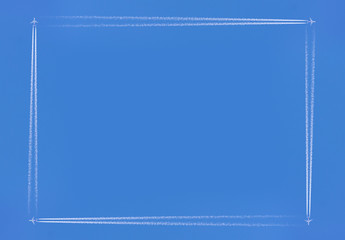 contrail airplanes formation rectangular border