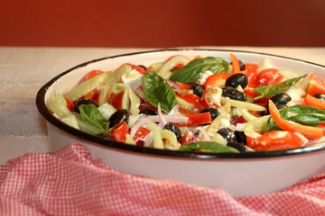 Bowl of Greek salad. Selective focus. 
