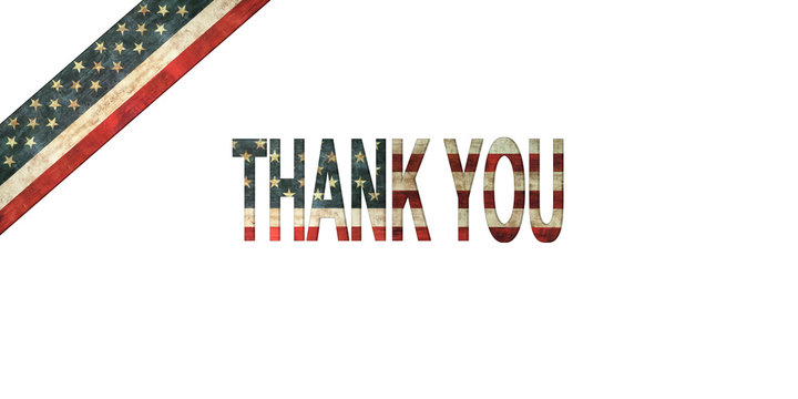 thank you card on american flag