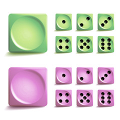 Playing Dice Vector Set. Different Variants Game Cubes Isolated. Aauthentic Collection Icons In Realistic Style. Gambling Dice Rolls Concept.