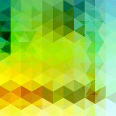 Background made of yellow, orange, green triangles. Square composition with geometric shapes. Eps 10
