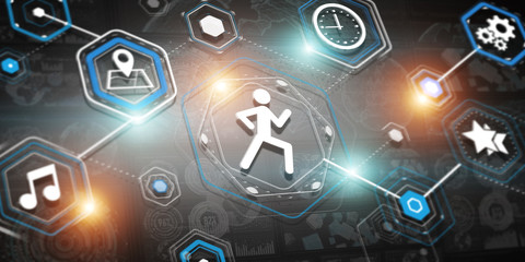 3D rendering runnig app modern interface