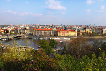 Fototapeta na wymiar Scenic view of bridges on the Vltava river