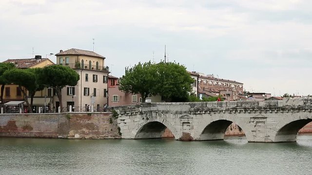 Tiberius bridge landmark Rimini Italy