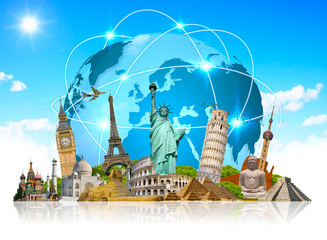 Famous landmarks of the world connected to each other