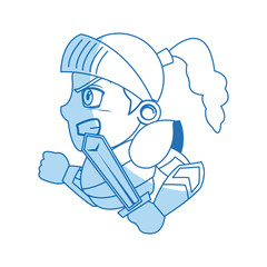 comic knight armor sword helmet shield vector illustration