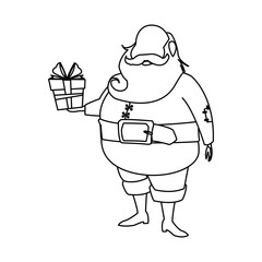 character santa claus christmas outline vector illustration