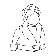 cartoon mrs claus. merry christmas and new year symbol. fun character outline vector illustration