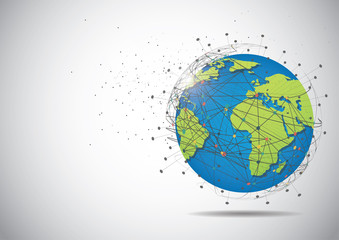 Global network connection. World map point and line composition concept of global business. Vector Illustration