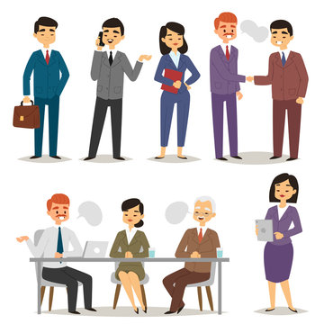 Group Asia Working Executive Chinese Business People Professional Characters Vector Illustration