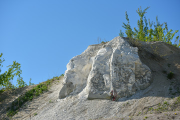 Beautiful landscape with chalk hills on a Sunny day