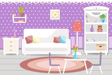 Living room interior. Vector illustration