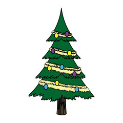 christmas tree pine decoration ornament design vector illustration