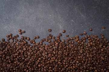Coffee beans background. Close up