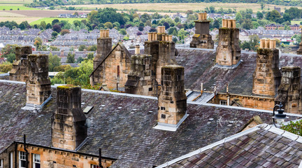Chimney stacks and roofs in Stirling Old Town, Scotland