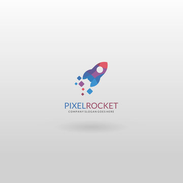 Rocket logo. Multicolored rocket logo