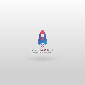 Rocket logo. Multicolored rocket logo