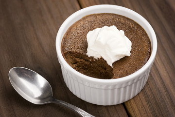 Chocolate Pot de Creme Custard with Whipped Cream