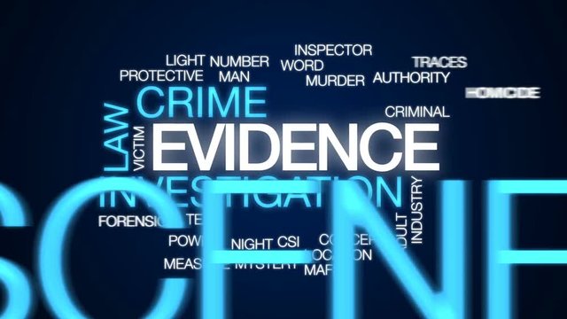 Evidence animated word cloud, text design animation.