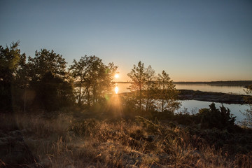 Sunrise over island