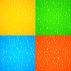 Realistic dripping drops of water. Multicolored glass. Colorful background for your projects. Pure freshness. Fresh juice. Vector illustration