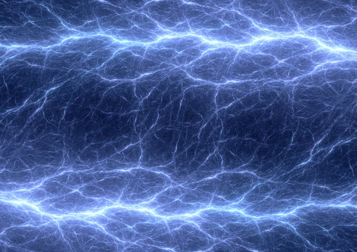 Double blue lightning, abstract electric background
