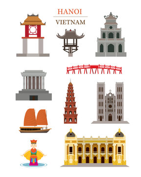 Hanoi Vietnam Landmarks Architecture Building Object Set