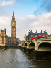 Fototapeta na wymiar Big Ben and Westminster bridge, London