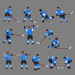 Fototapeta premium colored hockey player set 4