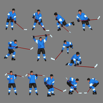 colored hockey player set 4