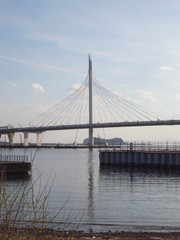 Fototapeta na wymiar Cable-stayed bridge. A new automobile bridge across the Neva.