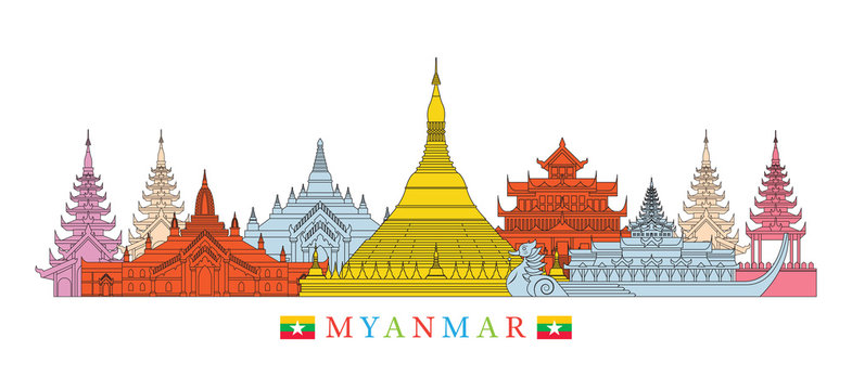 Myanmar Architecture Landmarks Skyline