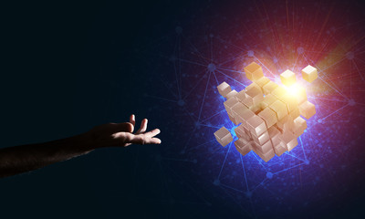 Idea of new technologies and integration presented by cube figure