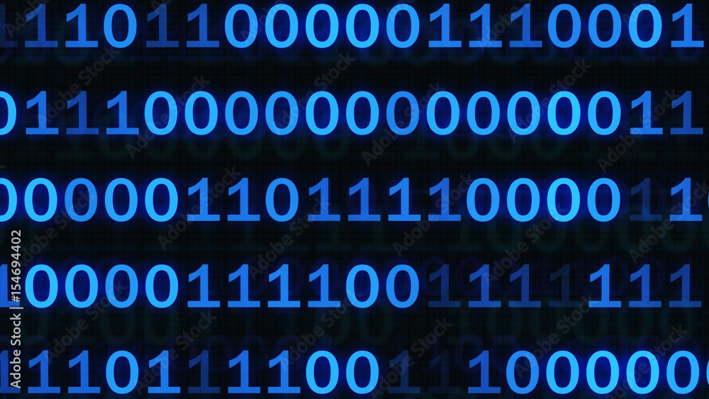 Poster abstract binary code on blue digital screen