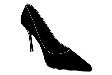 Women single shoe. Black silhouette icon