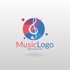 Music logo. Multicolored music logotype 