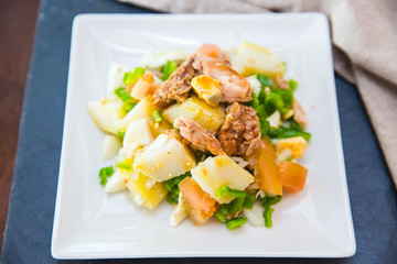 Salad with tuna. Tipical summer Spanish tapas