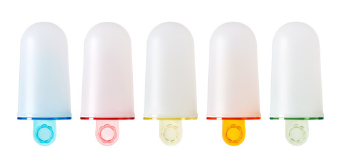 Plastic ice cream lolly form mold set isolated over the white background